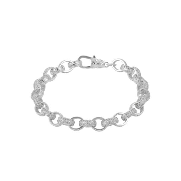 Spero London Sterling Silver Pave Bachelor's Large Belcher Chain Bracelet