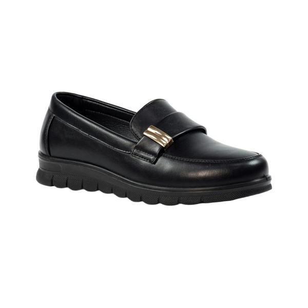 Lunar Womens/Ladies Salma Faux Leather Wedge Shoes - Black - 