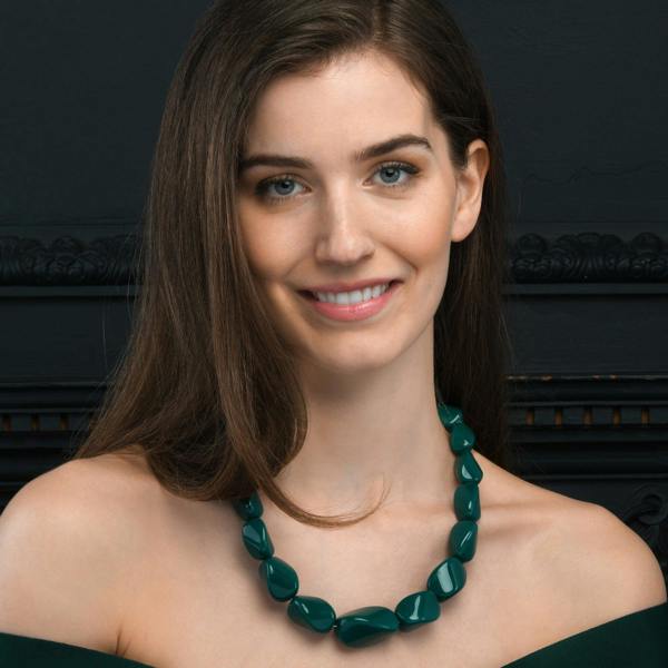 Zavana Twisted Green Chunky Statement Necklace for Women