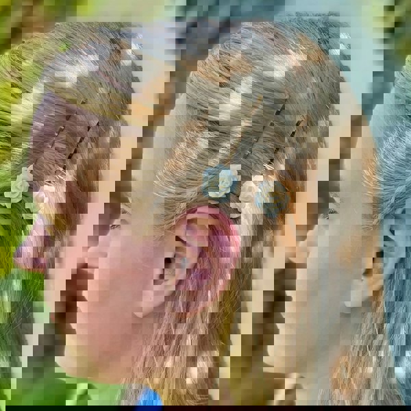 Ivory slides rose hair clips hair down