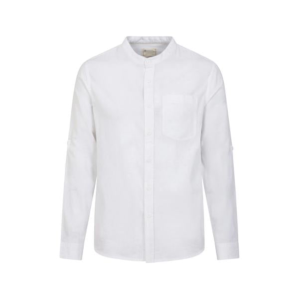 Mountain Warehouse Mens Lowe Linen Blend Grandad Collar Shirt - White - 