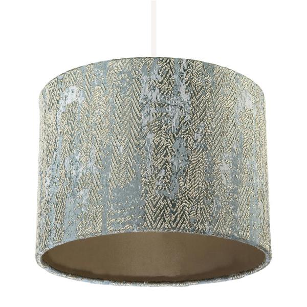 Textured Herringbone and Chevron Jacquard Lampshade in Gold and Silver Image 5