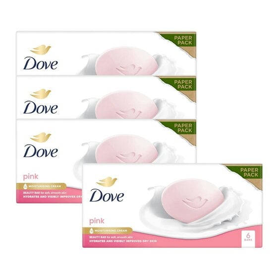 Dove Pink Moisturising Beauty Cream Bar for Soft & Smooth Skin, 6 x 90g, 5 Pack