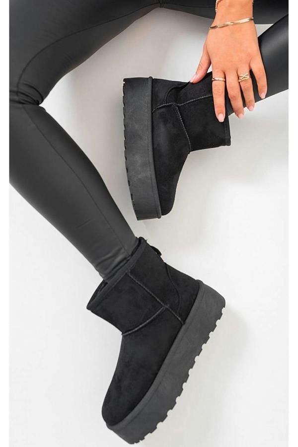 Martha Thick Heel Platform Boots - Black