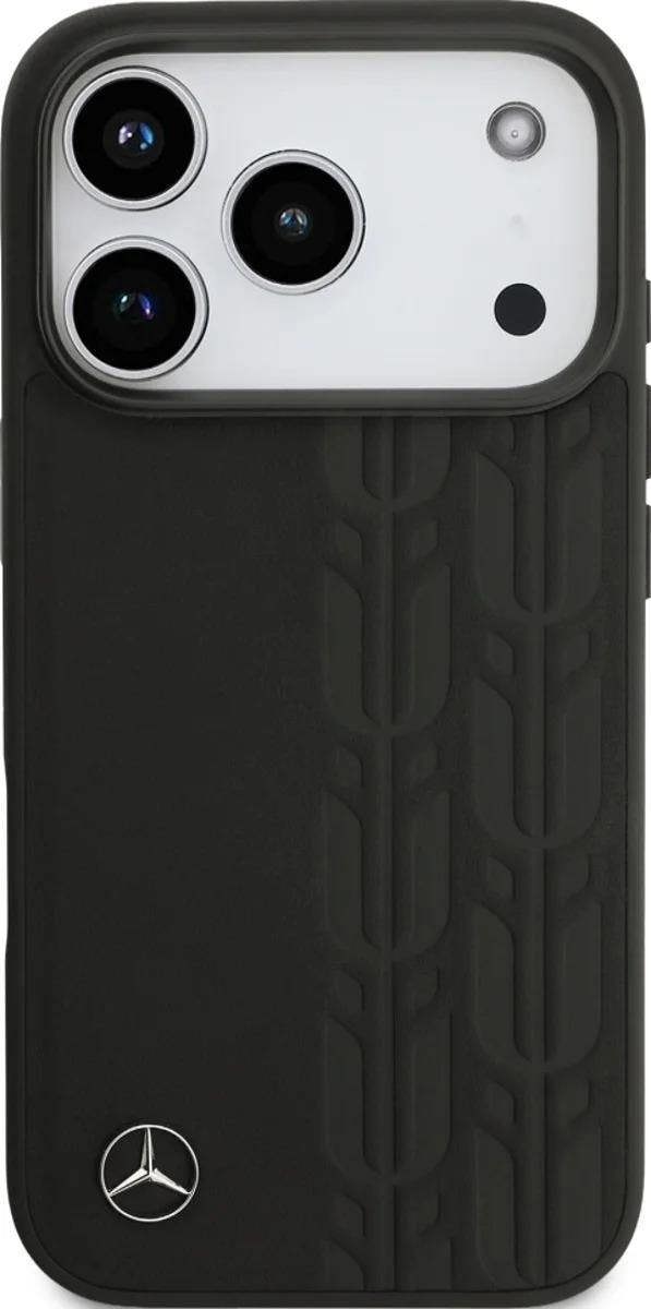 Mercedes Leather Laurel Leaves Case with MagSafe for iPhone 17 Pro 6.3" Black - MEHMP17L25RDSLAK