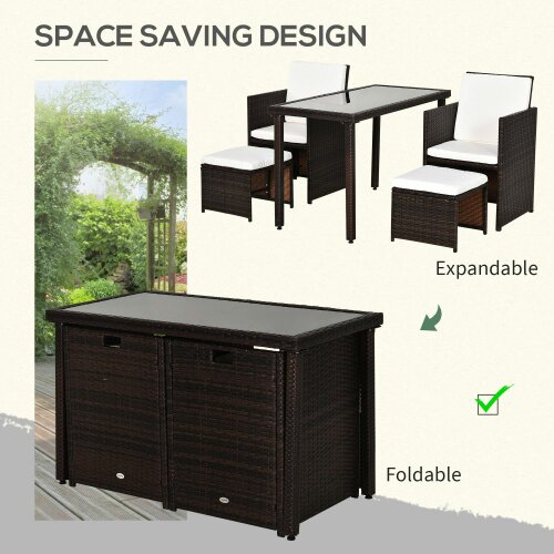 Wyld Haus Nevani Rattan Brown 2 Seater Cube Garden Dining Set With Armchairs Stools And Rectangular Glass Table