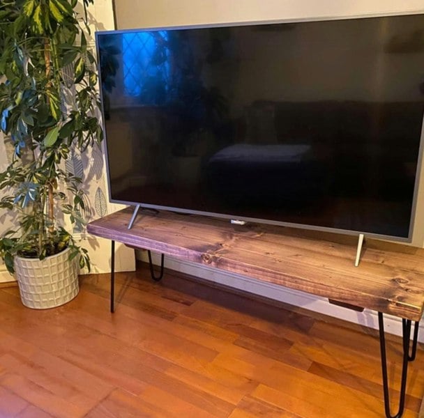 The Bespoke Carpentry Co Rustic Solid Wood Coffee Table with Hairpin Legs