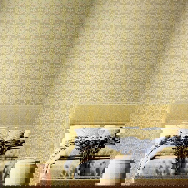 Hoopla Walls Sunray Diamond - Grey & Yellow 10m Wallpaper