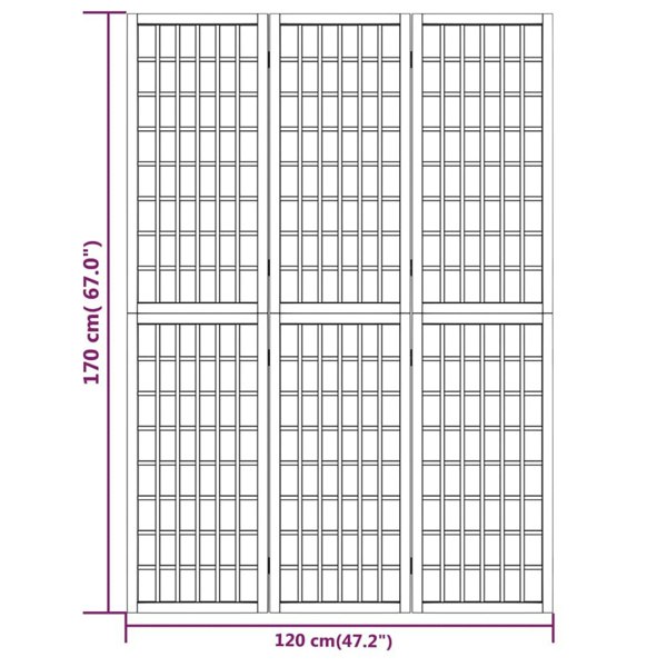 Berkfield Folding 3-Panel Room Divider Japanese Style 120x170 cm Black