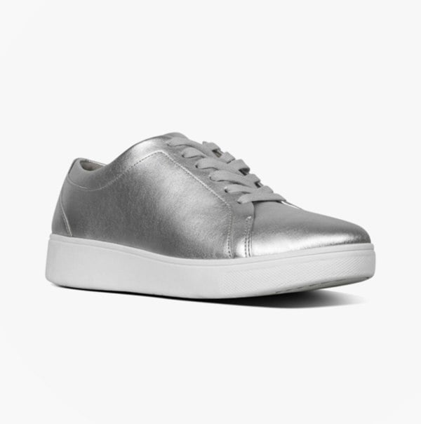 FitFlop RALLY Womens Leather Trainers Silver
