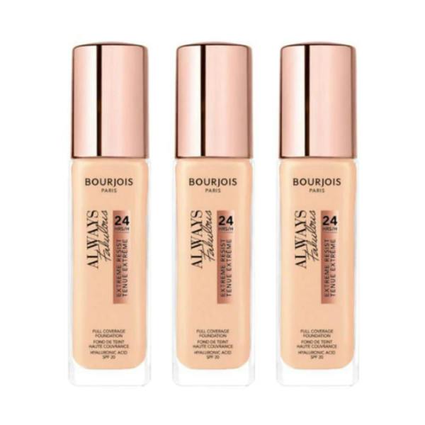 Bourjois Paris 3 x Bourjois Always Fabulous 24hr Extreme Resist Foundation - 100 Rose Ivory