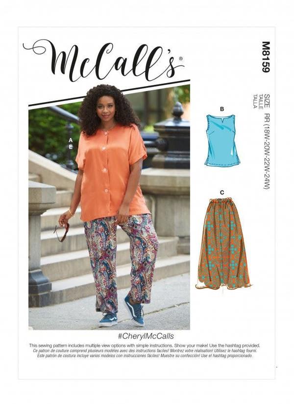McCalls 8159 Paper Sewing Pattern – Women's Shirt, Top, Skirt & Trousers, Easy