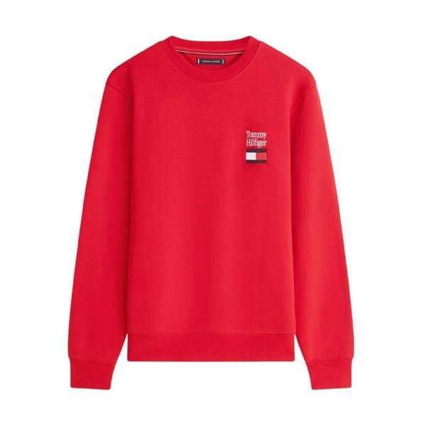 Tommy Hilfiger Mens Embroidered Logo Sweatshirt - Red - 