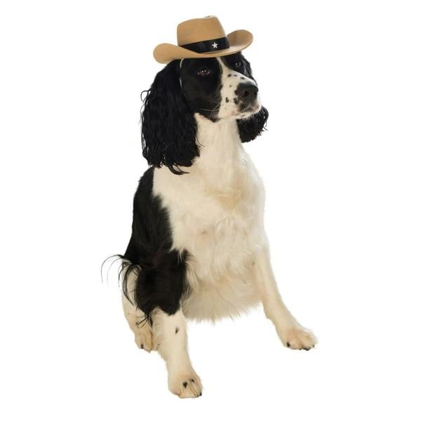 Bristol Novelty Cowboy Hat Dog Costume - Cream/Black - 
