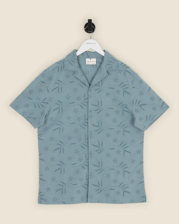 Larsson & Co Daan - Floral Embossed Short Sleeve Shirt