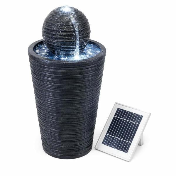 DMD Collective Solar Powered Round Ball & Plinth Water Feature with LED Light & Battery Backup