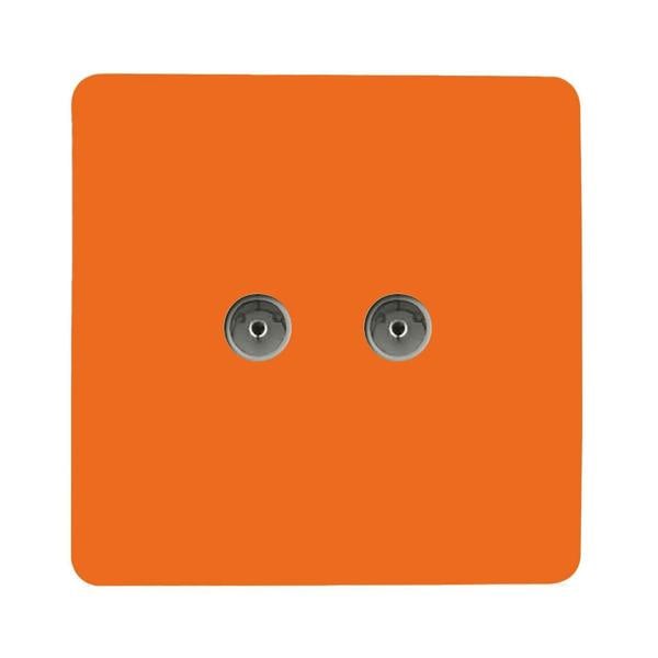 Trendi Switch 2 Gang Female Co-Axial Television Socket in Sunset Orange