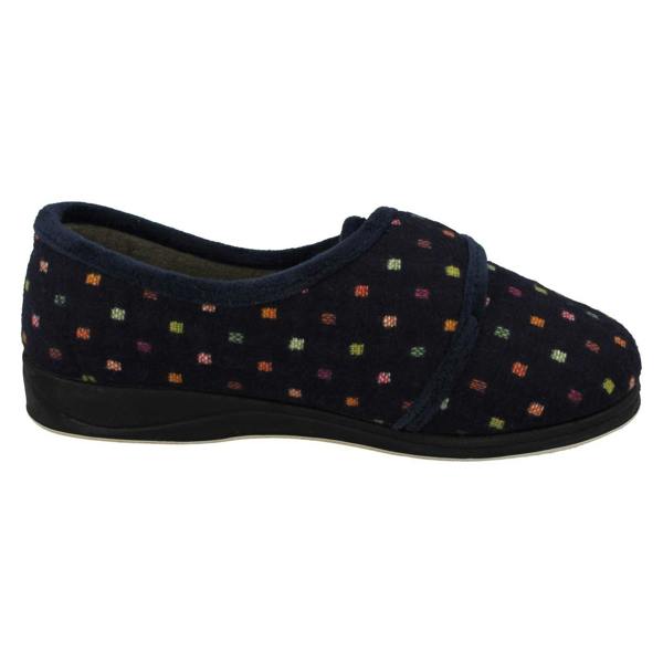 Padders Ladies Padders Wide Fitting Hook & Loop Slippers Lotty