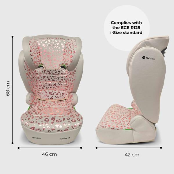 My Babiie MBCSB30 i-Size (100-150cm) High Back Booster Car Seat - Pink Leopard