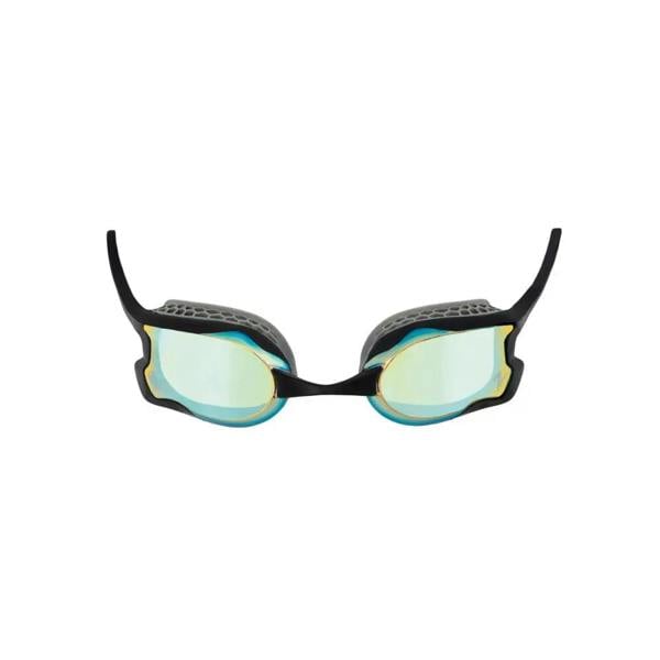 Zoggs Raptor HCB mirror swim goggles in black and teal with textured strap