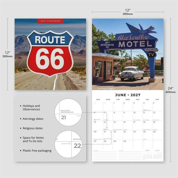 Route 66 Calendar 2027, Wall Calendars, Month To View, Travel, Gift