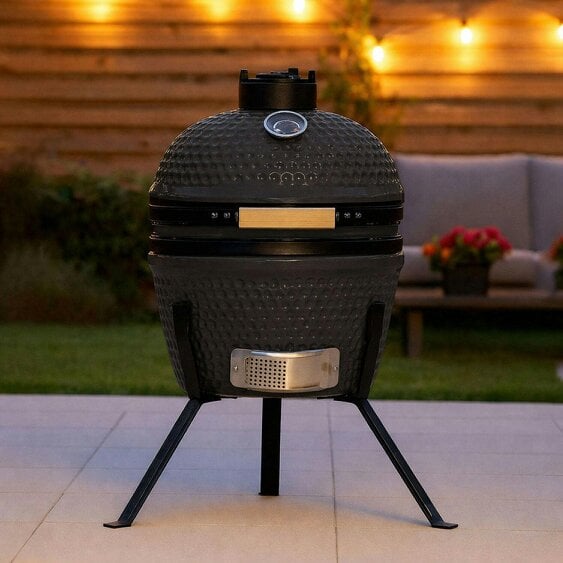 Neo Grey Kamado 13" Ceramic Mini BBQ Grill