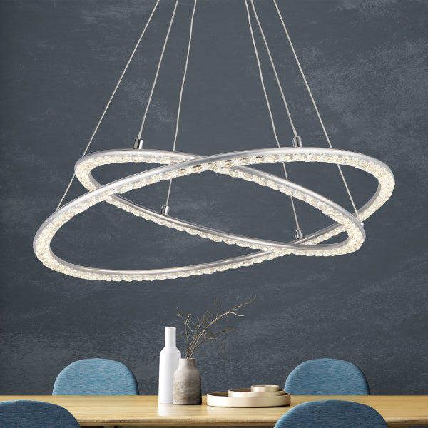 Pagazzi Lighting Ilarria 2 Light Polished Chrome & Crystal LED Ceiling Pendant