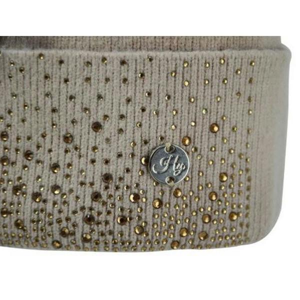 HyFASHION Womens/Ladies Alaska Diamante Bobble Hat - Beige/Gold - 