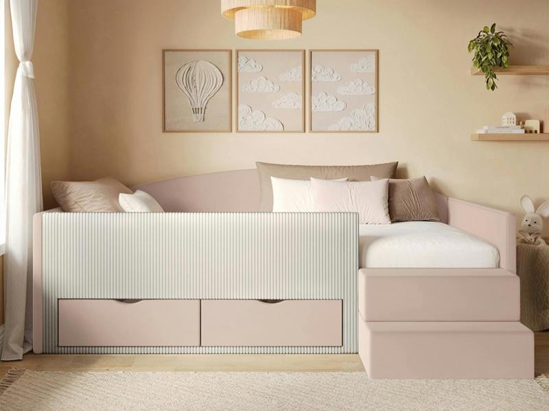 Flair Elisa Velvet Storage Low Sleeper Bed with Beige Cord