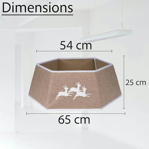 26.8 Inch Hexagonal Fabric Christmas Tree Collar in Beige for a Neat Festive Finish image 4