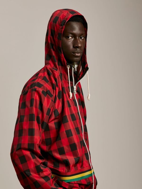 Palm Angels Buffalo Check Windbreaker Jacket - Red