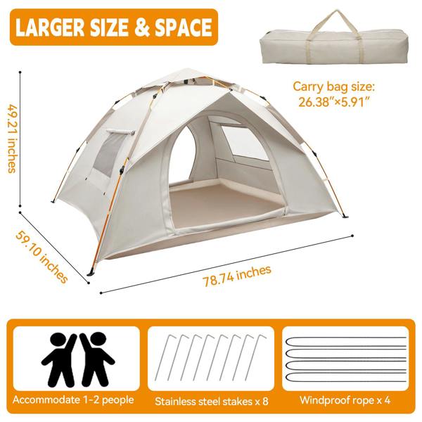 Leaper 1-2 Person Easy Setup White Camping Tent