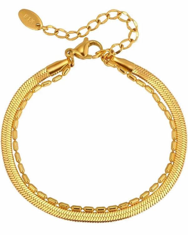 Elk & Bloom Gold Plated Duo Bead Chain Bracelet