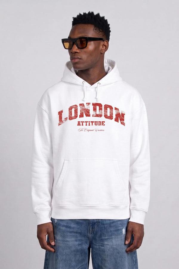 Relaxed Fit Collegiate Graphic Hoodie in Red
