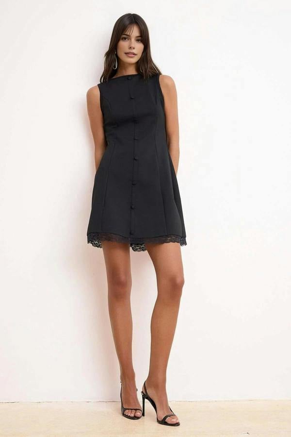 WOVCOR Boat Neck Mini Knit Dress