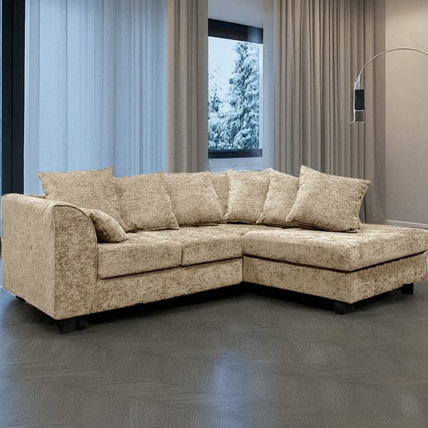 Furnishings For Less Monaco Chenille Fabric 4 Seater L Shaped Corner Sofa