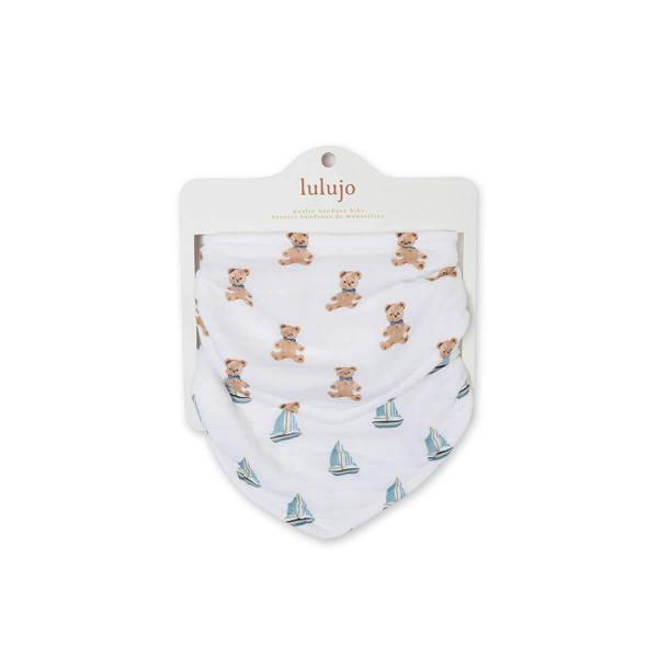 Lulujo - Bandana Bib - Vintage Bear & Sailboats - 2 Pack