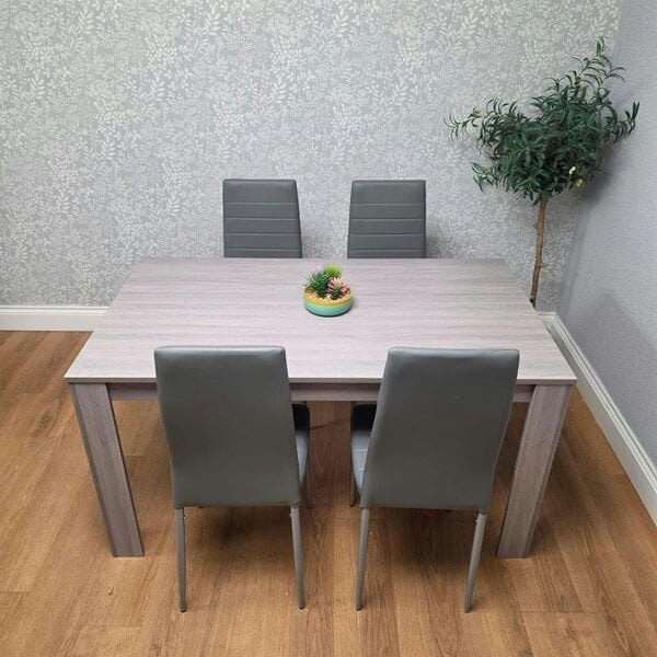 Kosy Koala Modern Grey Rectangle Dining Table Set With 4 Grey Chairs Dining Room Furniture