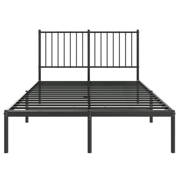 Berkfield Metal Bed Frame with Headboard Black 120x190 cm 4FT Small Double
