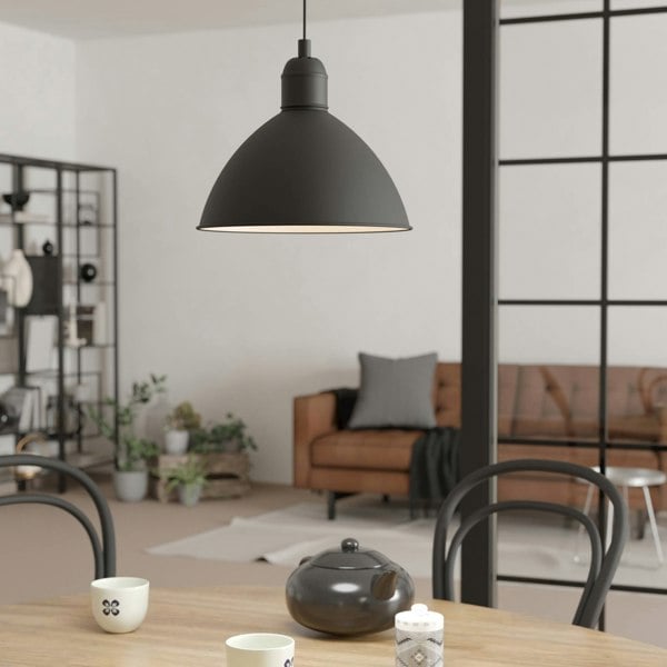 EGLO Priddy Black Domed Single Pendant Light