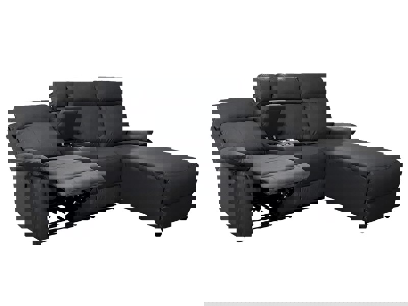 DS Living Sorento Recline Left Hand Corner Leather 3 Seater Sofa in Black or Grey