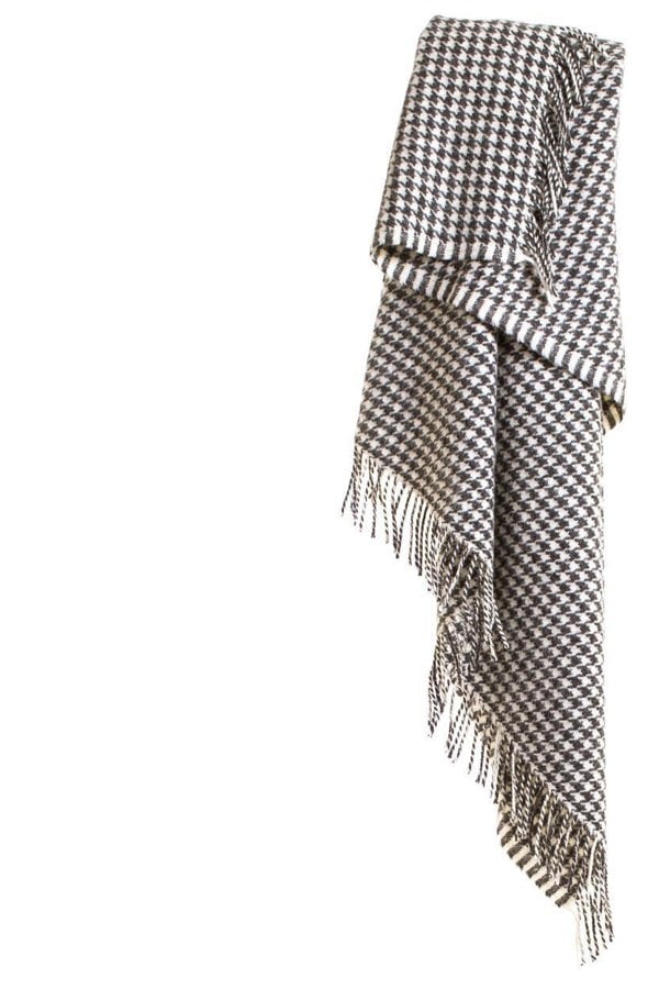 HomeSpace Direct Houndstooth Wool Throw Over Blanket