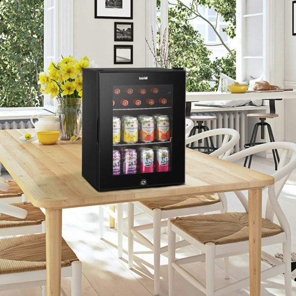 40L Freestanding Worktop Wine Beer Drinks Fridge Cooler - BLACK & GLASS Door - LoopsDirect