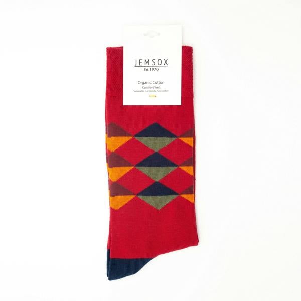 Jemsox Multi Diamond Pattern Organic Cotton Mens Socks | Comfort Welt Top