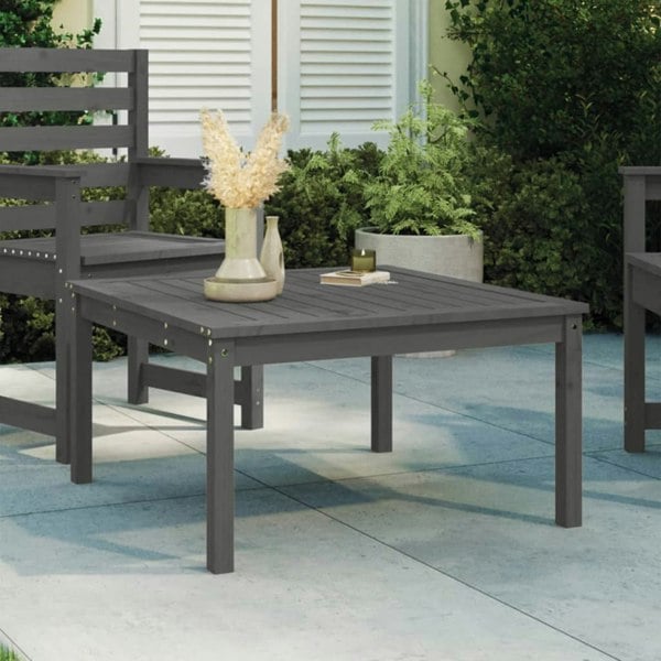 Berkfield Garden Table Grey 82.5x82.5x45 cm Solid Wood Pine