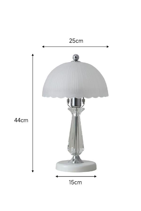Living and Home Crystal Table Lamp with Scalloped Lampshade