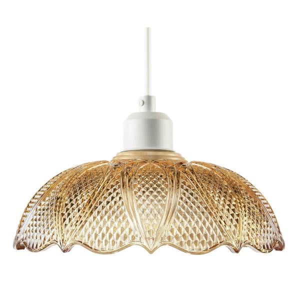 Vintage Amber Tinted Cut Glass Pendant Light Shade with Scalloped Edge Image 4