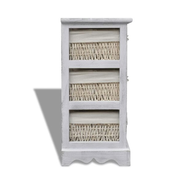 Berkfield Wooden Storage Rack 3 Weaving Baskets White