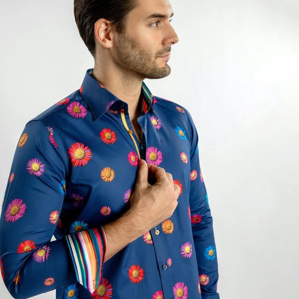 DAISY FLOWER PRINT SHIRT - Premium Men's Patterned Shirt by Claudio Lugli | Bold Design, Tailored Fit, Best Printed Shirts