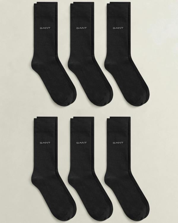 GANT Mens 6 - Pack Cotton Socks - 5 Black | CHO | Designer Mens Socks